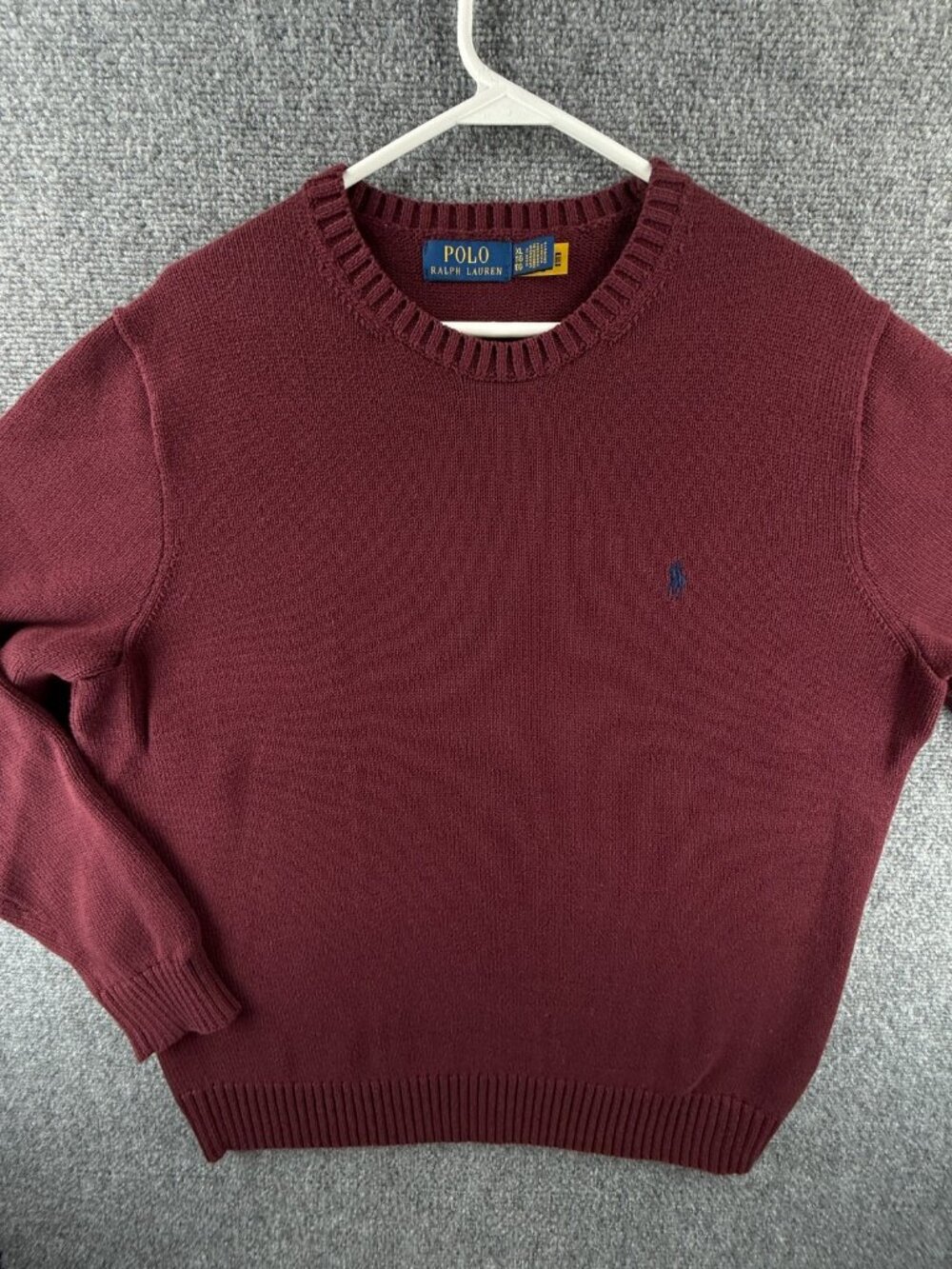 NWOT Polo Ralph Lauren Cotton Crewneck Sweater Red Wine XL Heavyweight Pullover